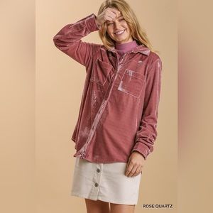 UMGEE Velvet long sleeve button up shirt with pockets